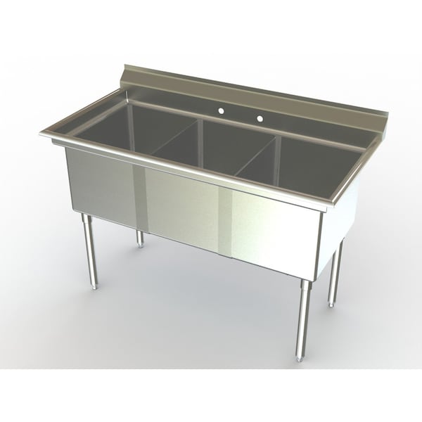 Deluxe NSF Three Compartment Sink, 21" W X 16" L-R Bowl